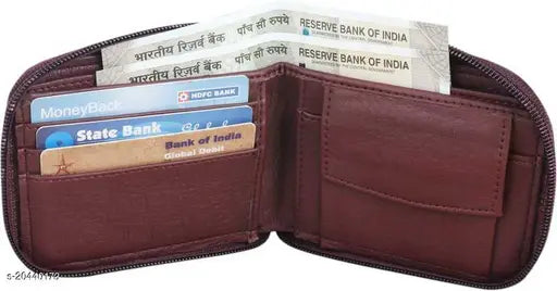 Textured PU men's wallet with five compartments, fashionable unique design from India