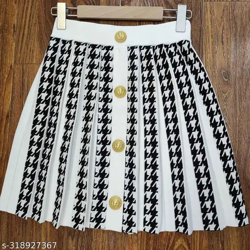 Cotton blend printed net front button skirt for women and girls, upgrading style with versatility and affordability