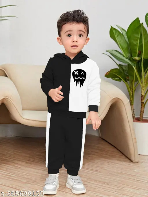 Kidis Land cotton kids' winter wear sweatshirt and track pant set, printed top with solid bottom, long sleeves, various sizes from 0-3 Months to 4-5 Years