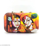 Handicraft Religious Printed Clutch Bag Purse, Colorful design, for wedding party or bridal casual attire
