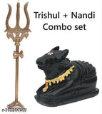Black nandi & trishul made from ELITETOUCH Nandi and brass material, source of good energy for home decor
