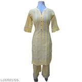 Striped cotton kurta set with palazzos for women, trendy and sensational girls' kurti tops on display