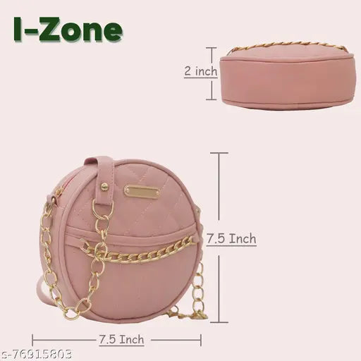 Pink slingbag with gold chain accents, medium size