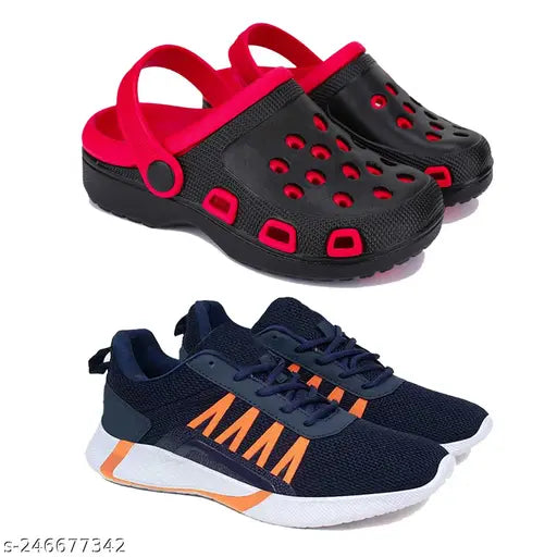 Black and red casual sports sandals for boys