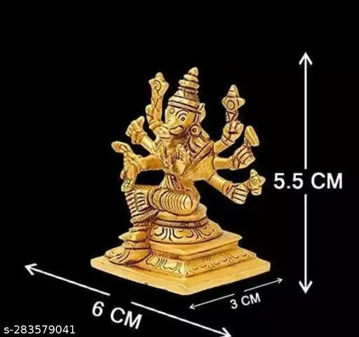 8-handed brass Varagi Amman idol, Lord Vishnu's Varaga Avatar statue, Indian handcrafted black antique god figure