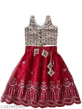Embellished taffeta silk and net lehenga set with floral stitch for kids 6 months to 8 years, Indian traditional wear