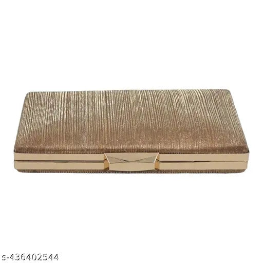 Gold box clutch with metallic detailing