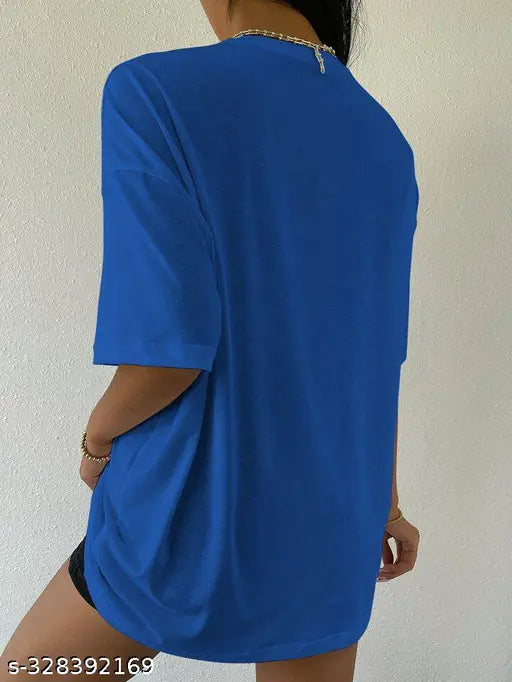 Cotton blend round neck printed oversized baggy tee for t-shirts