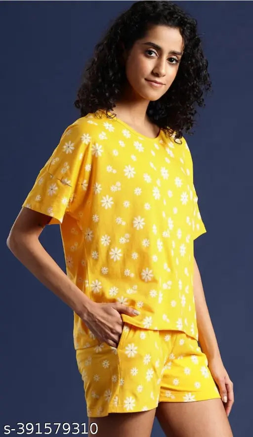 Women's & Girls printed rayon tops and shorts set, short sleeves, vibrant print design