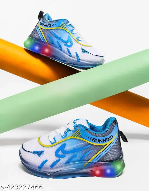 N2PROLED LED sneakers for kids, casual shoes with a vibrant neon light up design in blue and yellow