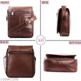 Brown leather sling bag with adjustable shoulder strap