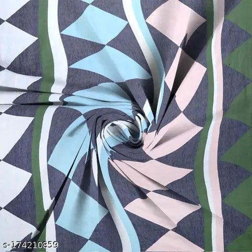 Glace cotton geometric double fitted bedsheet with 2 pillow covers, ideal for summer adult bedrooms - made in India