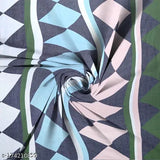 Glace cotton geometric double fitted bedsheet with 2 pillow covers, ideal for summer adult bedrooms - made in India