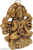 Gold-plated, traditional Metal Panchmukhi Hanuman Murti, 16cm in height for home and office decorative gifts