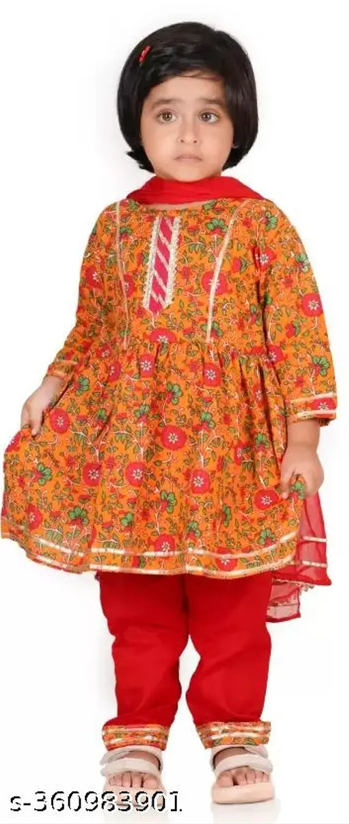 Girls' Rayon A-line Kurta & Palazzo set with printed design, perfect for festive parties (7-8yrs to 13-14yrs)