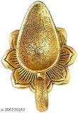 Metal handicraft chirag diya for puja, Indian-made indoor decor (4x3 inches, gold)