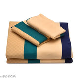 Cotton elastic fitted beige multi-color bedsheet with 2 king size pillow covers, superfine & breathable for double bed. Large, lightweight, and easy to wash at home