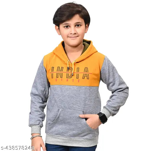 India Fashion Fab Boys Cotton Hoodie, printed design, long sleeves, winter essential