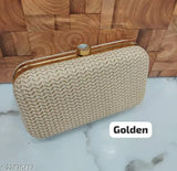 Golden beige clutch purse with zipper closure and interior lining