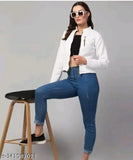 Stylish white wool quilted jacket with 2 zippers for women, close-up view