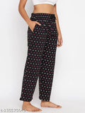 Pink polka dot print lounge pants for women's pyjamas, casual wear, comfortable fabric