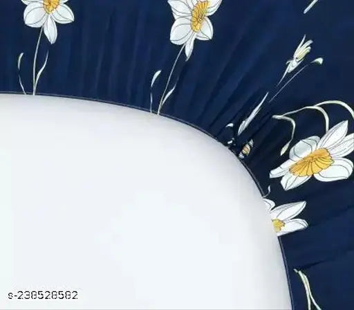 Glace cotton double king size bedsheet with 2 pillow covers, microfiber & elastic for multifit upto 6 inches mattress - Floral print, BM DECORS *Note: The alt text focuses on product type (bedsheet set), material (cotton, microfiber), color/pattern (Glace floral print), size (double king), and includes the brand name as it's part of the title. Additionally, it mentions that the bedsheet is suitable for multifit mattresses up to 6 inches thick.*