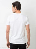 White round neck cotton t-shirt with printed joker, Batman, devil smile, and skull designs. Colorful, short sleeved, ladies or men's t-shirt from Hamsa Print World." (108 characters)