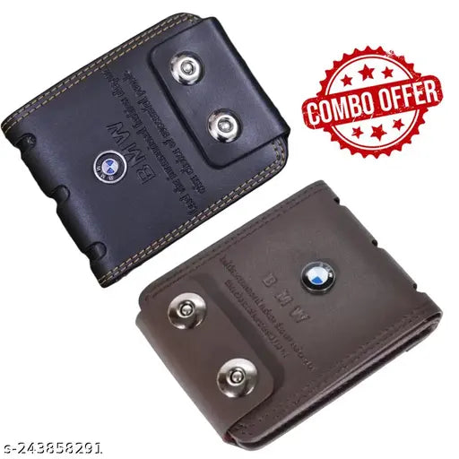 Synthetic leather formal & casual wallet combo, free-size artifice wallet with printed net pattern, durable and portable