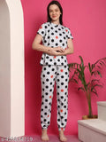 Cotton printed casual wear, comfortable night suit top & pyjama set - XL, short sleeves, Indian style