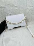 Two-way carry sling bag, white and black, adjustable strap