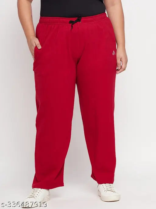 Red cotton plus size pyjama pants for women