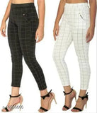 Checked lycra jeggings for women, stylish fashionista N28-32 India