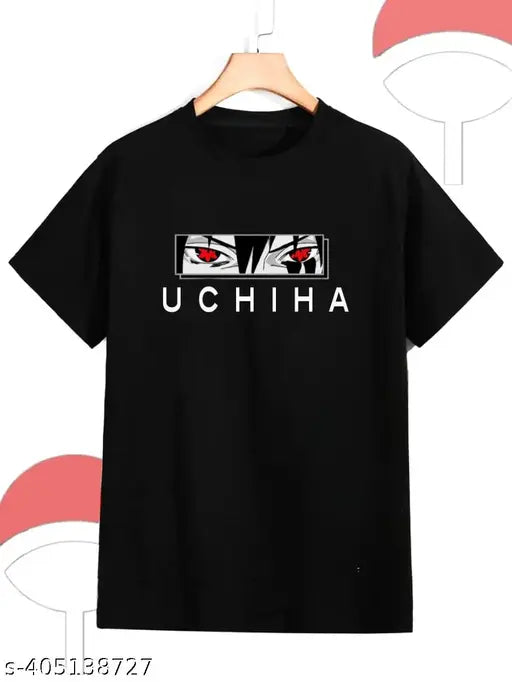 Uchiha logo printed anime round neck cotton t-shirt, featuring Naruto, Itachi, and Pain. Newly designed premium cotton quality for anime lovers