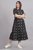 Womens black and white printed cotton bagru style kurta with long sleeves