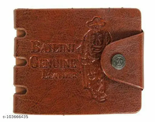 Faux leather, casual trendy wallet for boys, 2 compartments, solid pattern