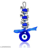 Blue Silver Aluminium Glass Evil Eye Feng Shui Decor, pack of 2 for car, office, or home protection