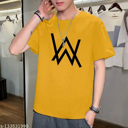 Stylish Alan Walker printed half sleeves cotton blend unisex t-shirt, premium casual wear in round neck design
