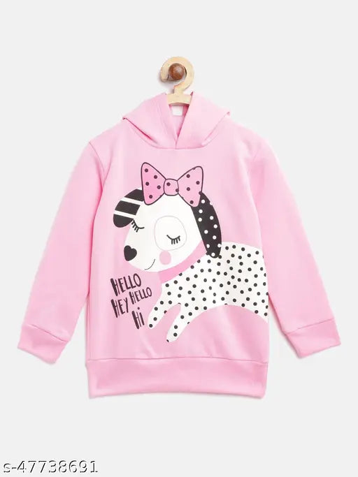 Pink cotton blend hooded sweatshirt with white and shark print for girls aged 2-8 years
