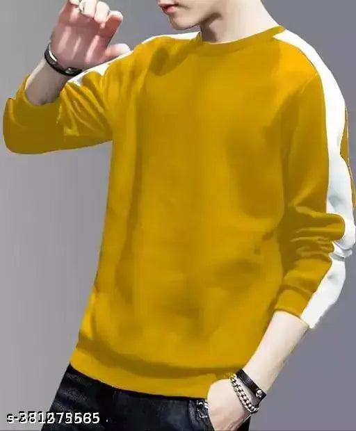 Trendy modern men's polyester long sleeved solid t-shirt, fashionable apparel from India