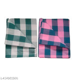 Pure checked cotton blankets (2pcs), 60x90 inches - premium quality, soft, non-allergic, suitable for AC rooms, India origin