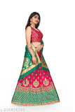 Chanderi silk lehenga collection, Banarasi Jacquard silk with zari stitch - Indian wedding attire for free size up to 42 inches
