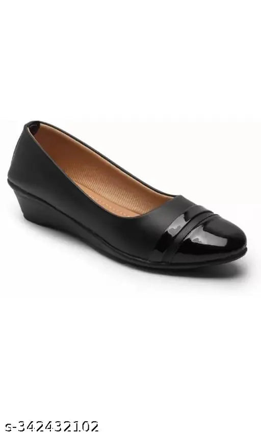 Synthetic black ballerinas by Imporio - slip-on bellies with solid pattern for women's versatile style and comfort