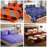Glace Cotton queen-sized 3D double bed sheets combo pack of 4 with 8 pillow covers