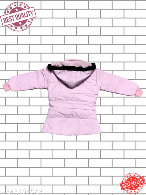 Nylon baby girl jacket, solid color with long sleeves. Hand-washable toddler size (1-2 years) jacket, new design available in various sizes up to 5-6 years old. Made in India
