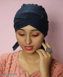 Dark blue hijab cap, black underscarf with decorative trim