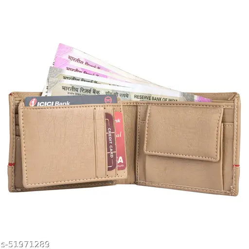 Brown PU StylesUnique men's wallet, 2 compartments, free size (12cm x 8cm), perfect for gifting or everyday use