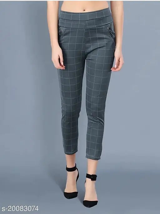 Checked Lycra women's jeggings from India, size 26/28/30
