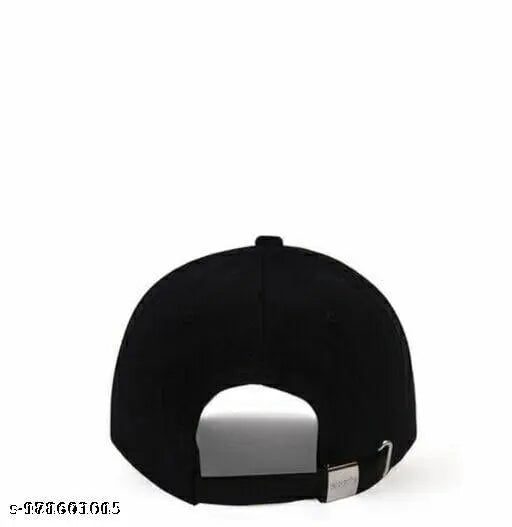 Black cotton BTS cap (Pack-1), trendy men's adjustable embroidered baseball cap with self-solid design, formal to sporty style from India