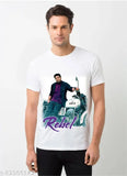 Red polyester 'Rebel Star' Prabhas Raju Radhe Shyam printed t-shirt, short sleeves, M to XXL sizes