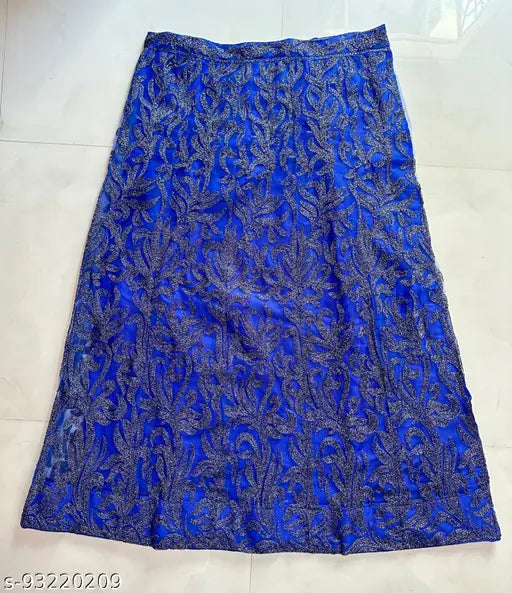 Indian net lehenga choli set with embroidered topwear, bottomwear, and dupatta. Perfect for women's bridal partywear and weddings